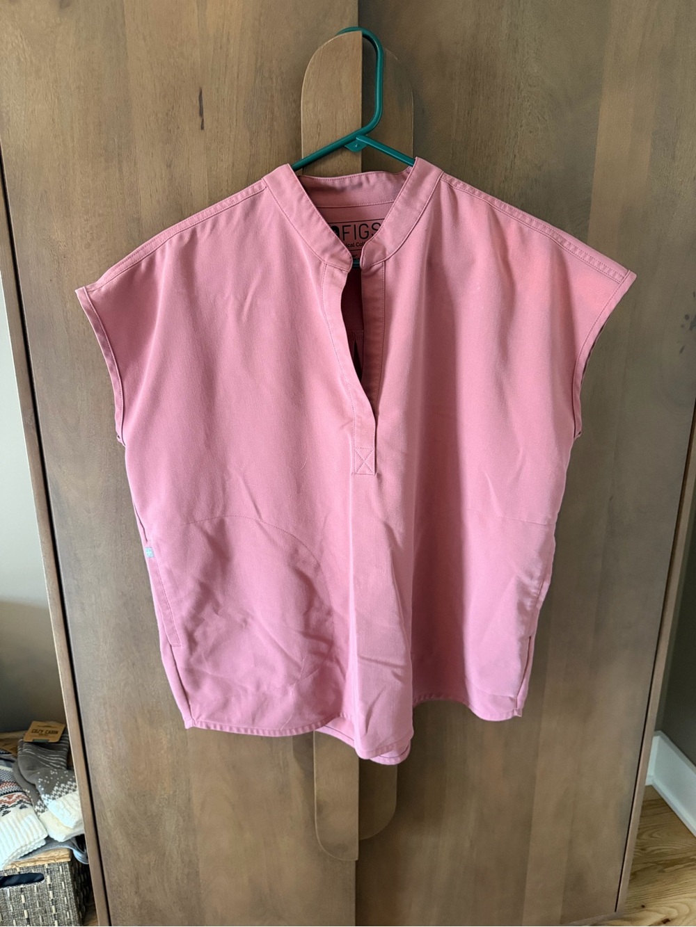 FIGS Pink Split-Neck Tunic Top